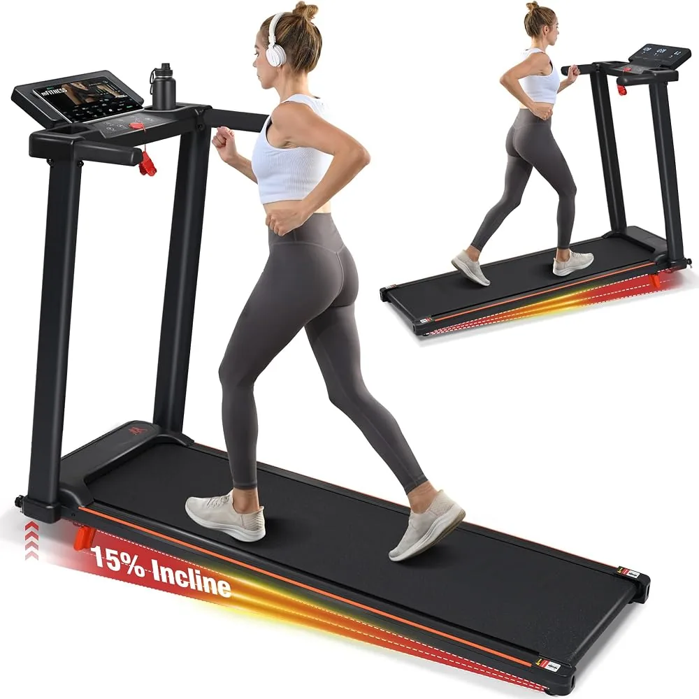 merax treadmill with incline 30hp quiet foldable treadmill for home walking pad with handle bar 300lbs capacity running and jogging