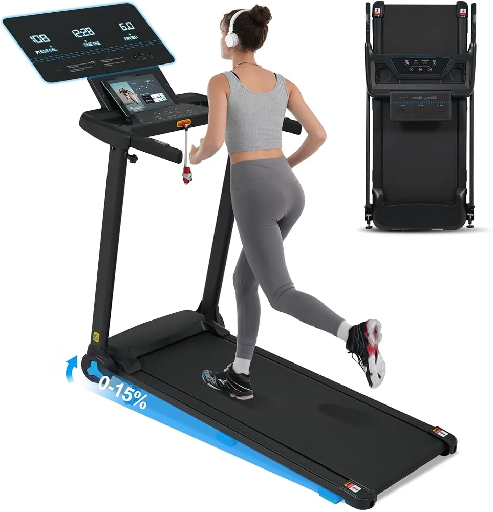 merax treadmill with incline 30hp small treadmills for home portable electric treadmill with bluetooth heart rate monitor walking pad with handle 300lbs